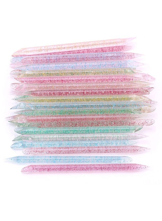 Teensery 100 Pcs Glitter Acrylic Double Sided Nail Sticks Multi-Purpose Cuticle Pusher Manicure Pedicure Tool, Mixed Color - Image 1