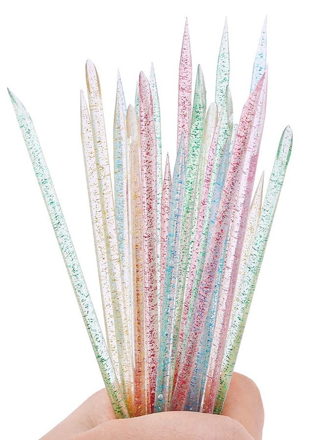 Teensery 100 Pcs Glitter Acrylic Double Sided Nail Sticks Multi-Purpose Cuticle Pusher Manicure Pedicure Tool, Mixed Color - Image 5