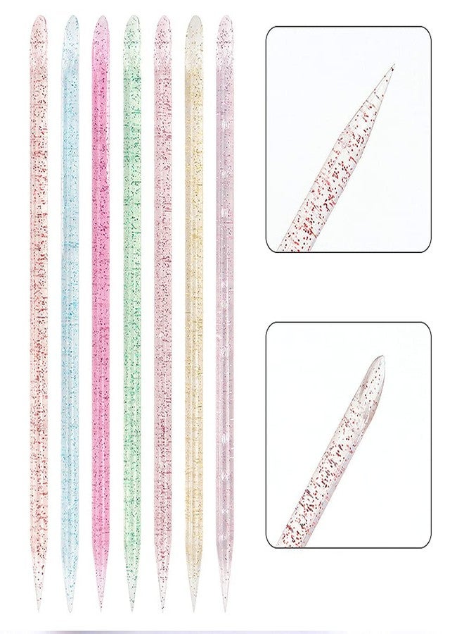 Teensery 100 Pcs Glitter Acrylic Double Sided Nail Sticks Multi-Purpose Cuticle Pusher Manicure Pedicure Tool, Mixed Color - Image 3