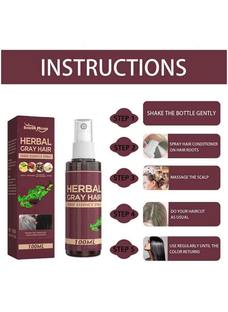 SOUTH MOON Beard Hair to Natural Paint Spray, Herbal Promote Black Hair Growth Spray, for restoration of black hair, anti-hair loss, white hair repair, treat dry, frizzy, damaged thin hair Ortuh  - Image 4