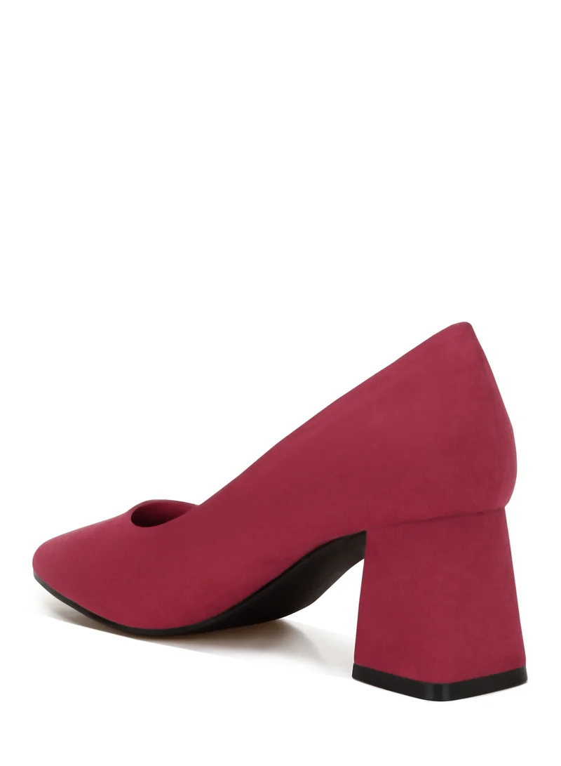 London Rag Block Heel Pumps in Burgundy