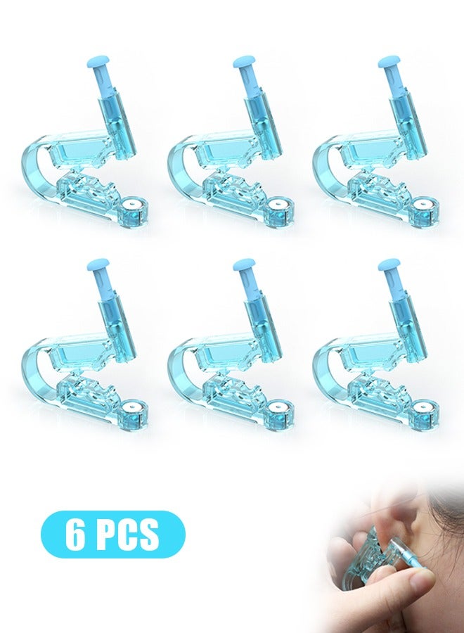 6 قطع من مجموعات مسدسات ثقب الأذن، أقراط مرصعة بالألماس، مسدس ثقب الأذن آمن بدون ألم (أزرق) - Image 1