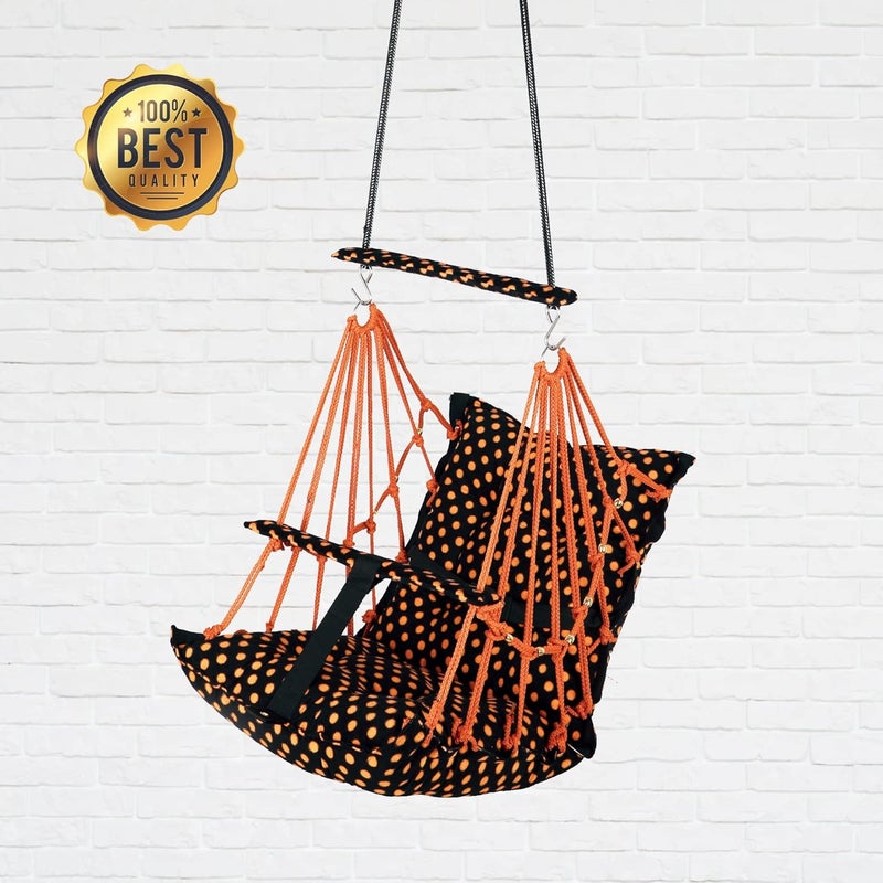 BOFFLE® Cotton Swing Chair for Kids Baby's Children Folding and Washable1-6 Years with Safety Belt/Home,Garden Jhula for Babies|Swing for Kids | Seat and Back Side 16x16 inch - Image 2
