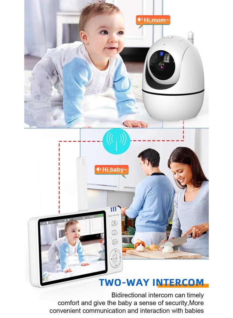 والالا جهاز مراقبة الأطفال مع كاميرا ورؤية ليلية، فيديو عالي الدقة 720 بكسل، شاشة IPS 5 بوصة، وضع VOX، صوت ثنائي الاتجاه، تنبيه درجة الحرارة، 8 تهويدات، كاميرا أمان داخلية للمنزل - Image 5