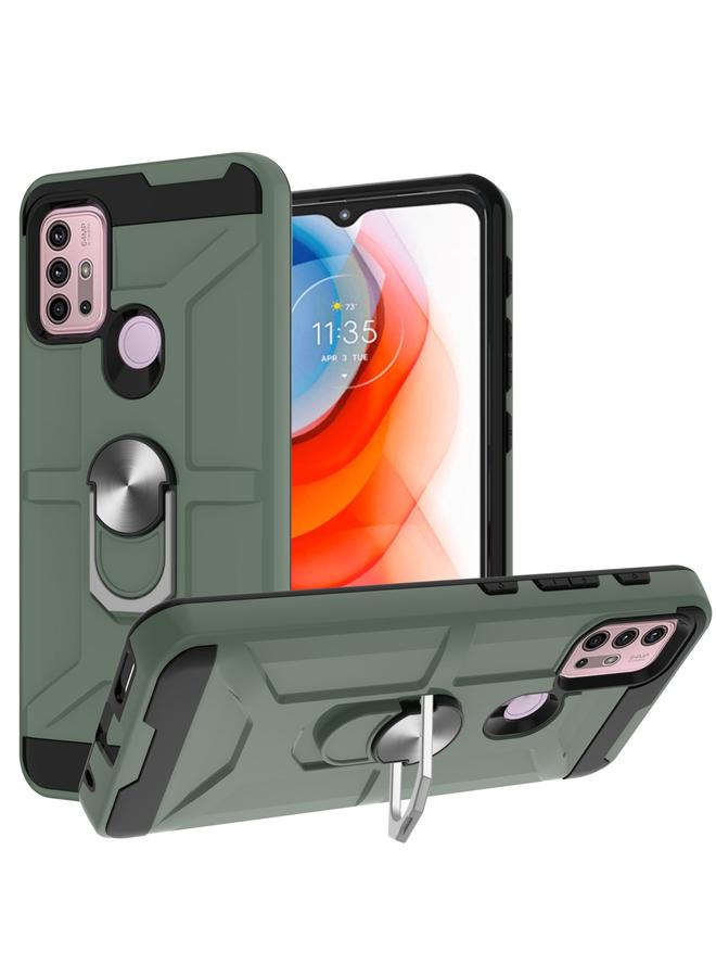 اس-توب جراب لهاتف Motorola Moto G10 / G30 War-god Armor TPU + PC جراب واقٍ مغناطيسي مقاوم للصدمات مع حامل حلقي - Image 1