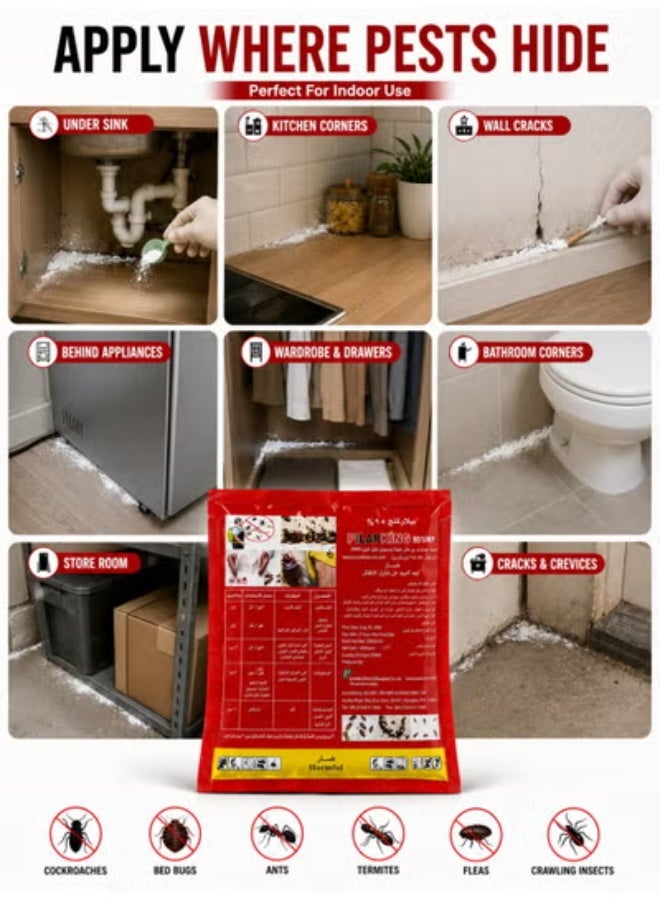PILARKING PILAR KING 95% WP Professional Insect Killer Powder – Helps Control Bed Bugs, Cockroaches, Ants & Crawling Insects – Indoor & Outdoor Pest Control – 100g - Image 3
