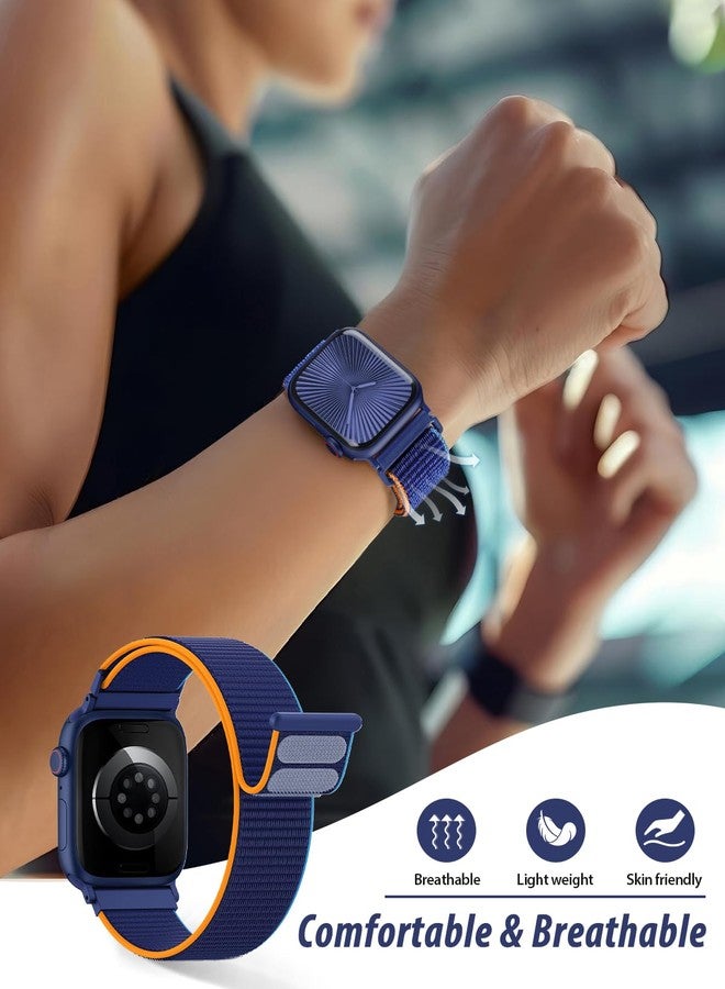 سوار رياضي من النايلون متوافق مع أساور ساعة Apple Watch 44 مم و45 مم و46 مم و49 مم و42 مم للنساء والرجال، أحزمة معصم iWatch لـ Ultra 3 2 وSe وSeries 11 و10 و9 و8 و7، قابل للتهوية، سوار ناعم مثالي للأنشطة الخارجية - Image 4