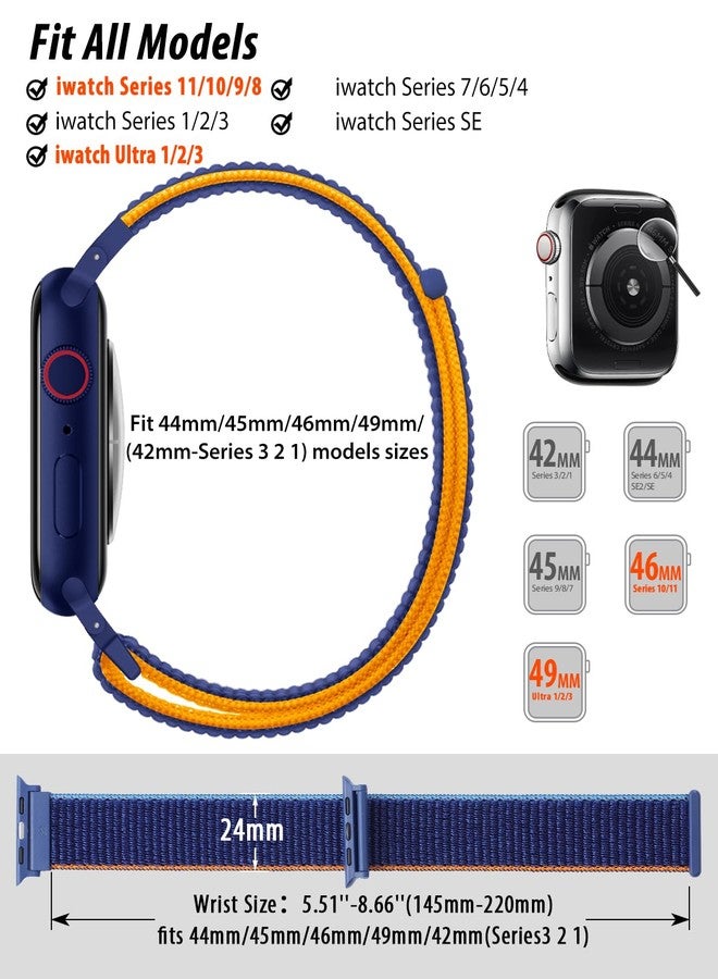سوار رياضي من النايلون متوافق مع أساور ساعة Apple Watch 44 مم و45 مم و46 مم و49 مم و42 مم للنساء والرجال، أحزمة معصم iWatch لـ Ultra 3 2 وSe وSeries 11 و10 و9 و8 و7، قابل للتهوية، سوار ناعم مثالي للأنشطة الخارجية - Image 2