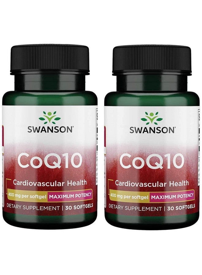 Swanson CoQ10 - Helps Promote Heart Health, Energy Support, & Aids Overall Cardiovascular System Health - Helps Maintain Coenzyme Q10 Supplement - (30 Softgels, 400mg Each) (2 Pack) - Image 1