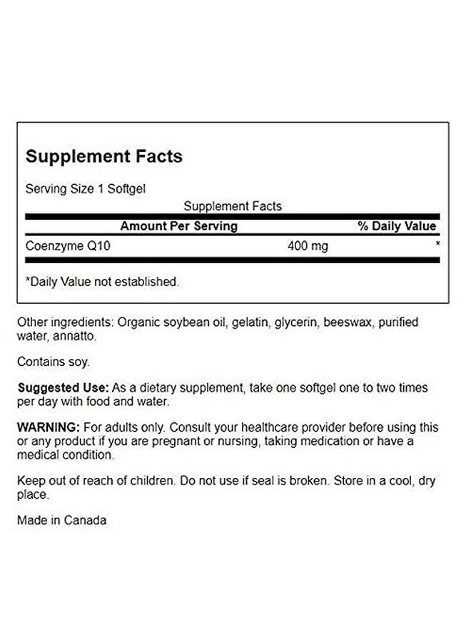 Swanson CoQ10 - Helps Promote Heart Health, Energy Support, & Aids Overall Cardiovascular System Health - Helps Maintain Coenzyme Q10 Supplement - (30 Softgels, 400mg Each) (2 Pack) - Image 2