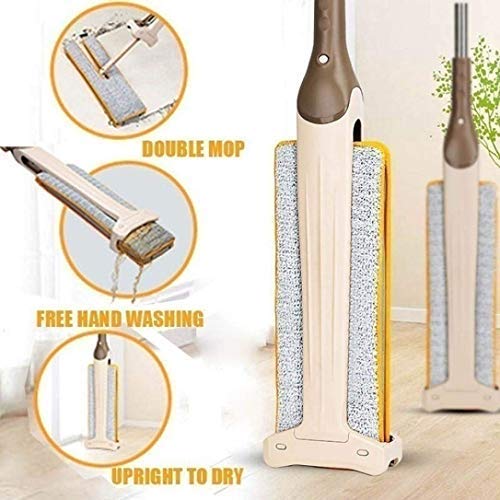WRYER Double Side Flat Mop Stainless Steel Fiber SelfWringing Telescopic Comfort Handle Floor Cleaning Tool - Image 3