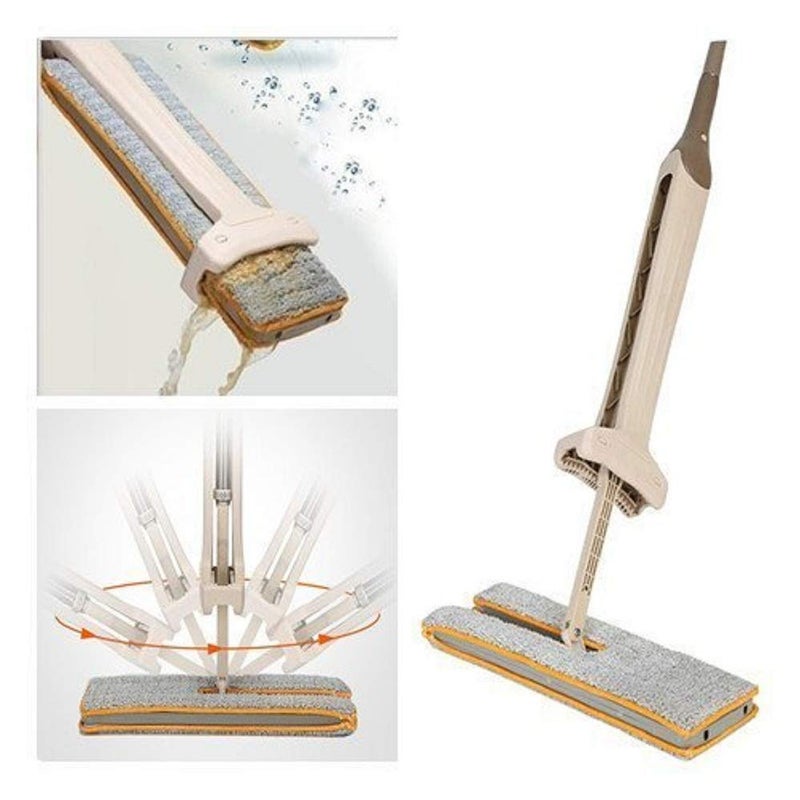 WRYER Double Side Flat Mop Stainless Steel Fiber SelfWringing Telescopic Comfort Handle Floor Cleaning Tool - Image 1