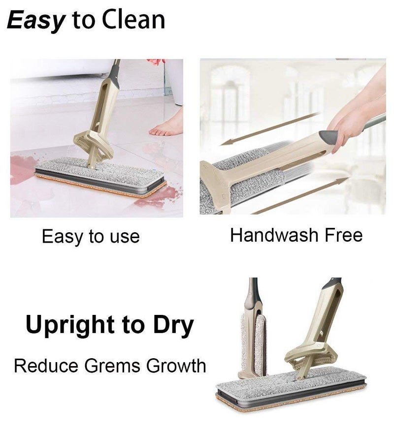 WRYER Double Side Flat Mop Stainless Steel Fiber SelfWringing Telescopic Comfort Handle Floor Cleaning Tool - Image 5