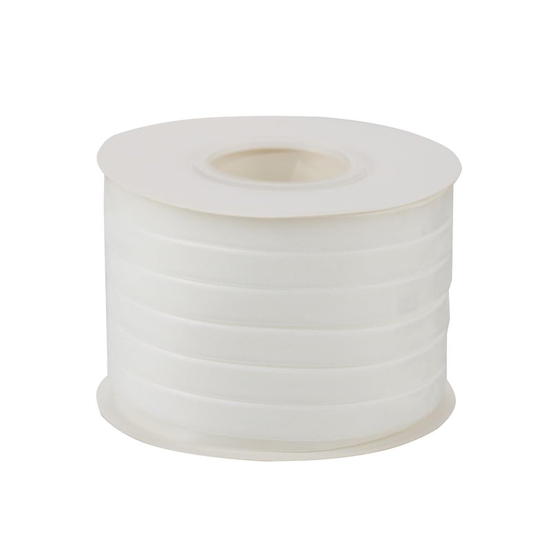 DINDOSAL White Velvet Ribbon 38 Inch Single Face Thin Velvet Ribbon for Gift Wrapping White Ribbon for Christmas Decorations Wedding Ribbon for Hair Bows Choker Cafts Bouquet  25 Yards