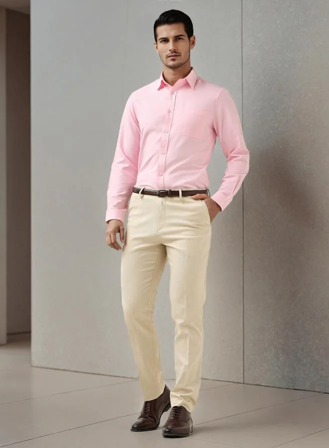 Splash FAV Men Regular Fit Button-Down Collar Long Sleeves Oxford Shirt with Pocket