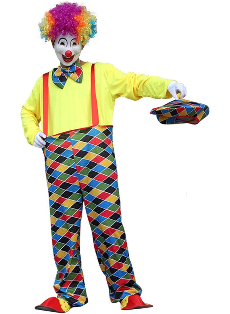 Scary Clown Costume Joker Stage Fancy Dress Party Performance Costumes for Men and Women Adult Clown Clothes Suit Small Size 165-175cm