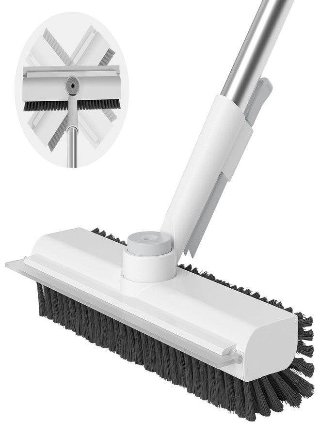 AIR U+ Floor Scrub Brush with Long Handle, 3 in 1 Scrape and Heavy-Duty Stiff Bristle Scrubber Brush for Cleaning Shower Bathroom, Patio, Garage, Kitchen, Wall and Deck - Image 1