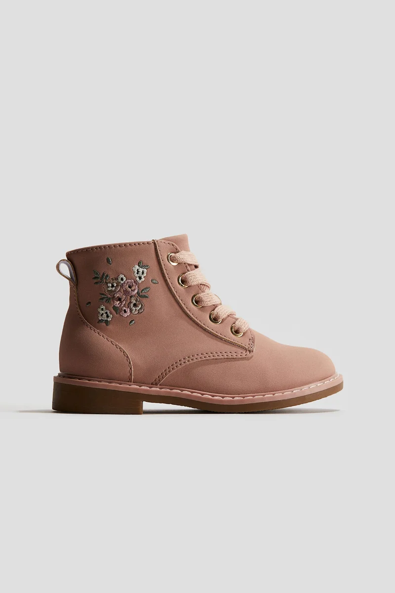 H&M Embroidery-detail lace-up boots