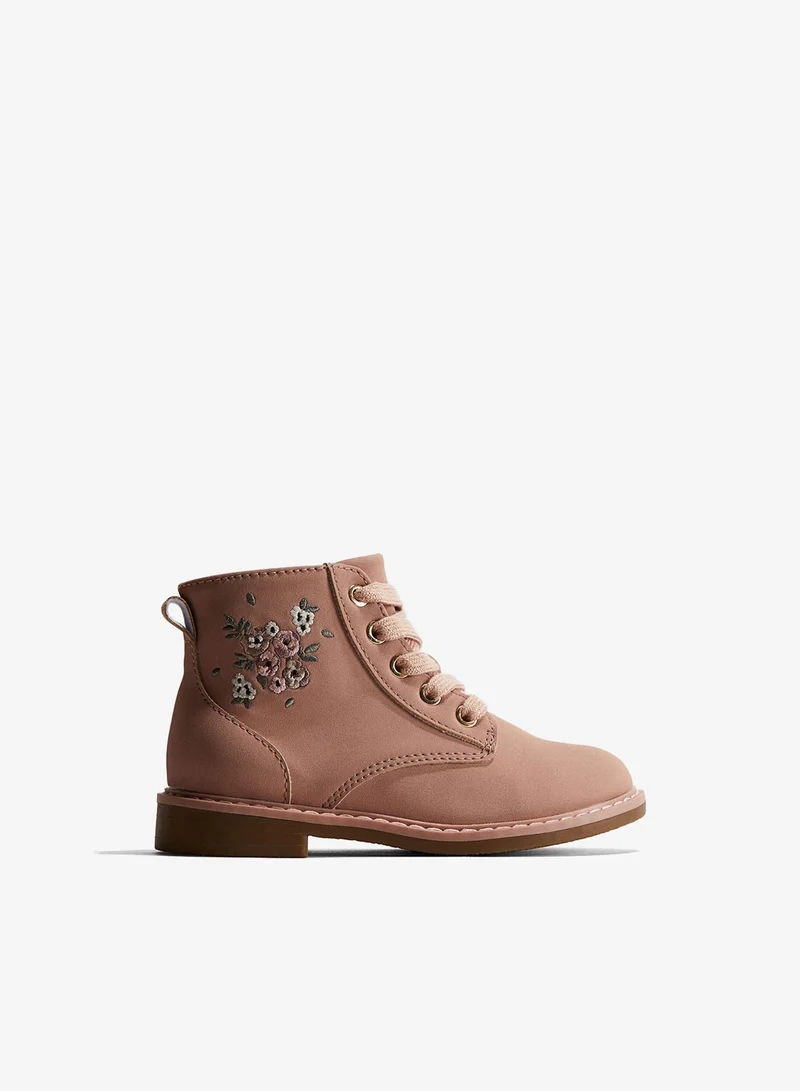 H&M Embroidery-detail lace-up boots