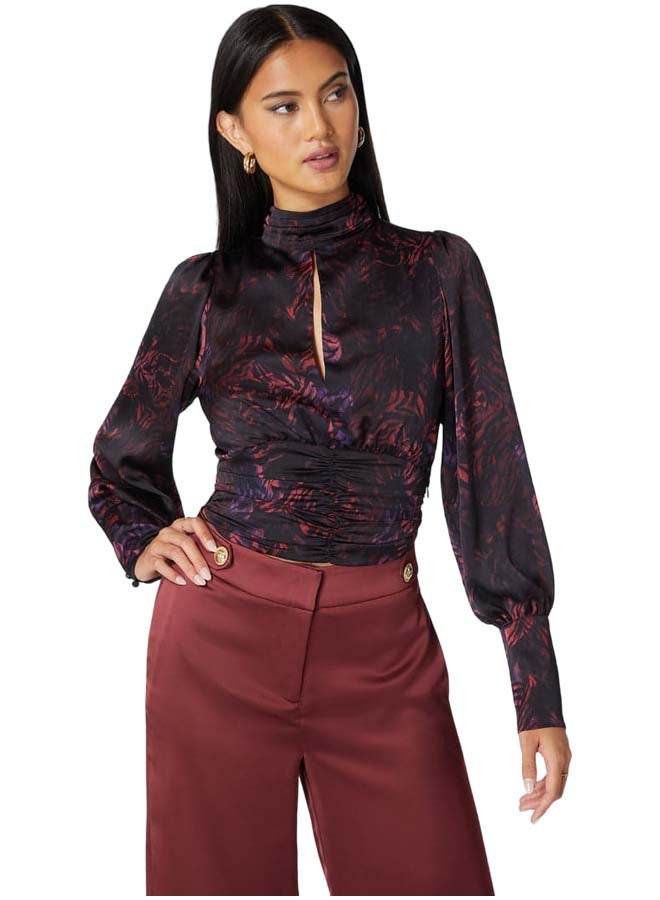 bebe Chintz Yoryu Back Self Tie Long Sleeve Blouse - Image 1