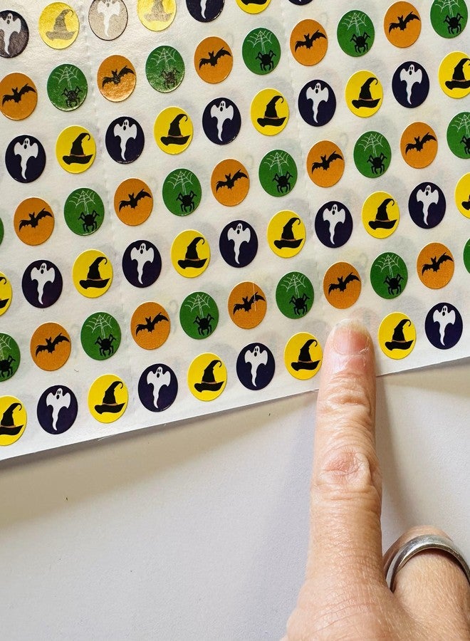 SHAPES ETC. 1152 Pcs Halloween Incentive Sticker Set 3/8in Diameter Self-Adhesive Cute Multicolor Stickers Trick Treat Holiday Spooky Crafts Decorations Reward Behavior Chart Teacher Classroom Supplies USA Made - Image 5