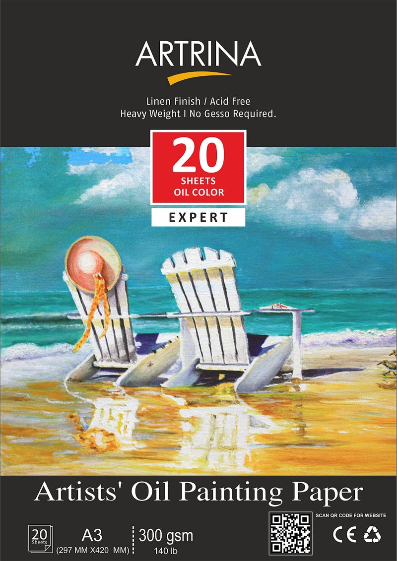 Artrina 300 GSM Oil Painting Sheets for Beginners Professional, Drawing pad for Coloring Oil Acrylic Painting Artists Sketching Primed Linen Textured Surface Acid Free 20 Sheets, A3 Size, White - Image 5