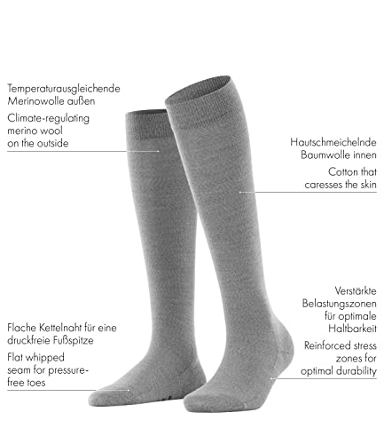 FALKE Women's Softmerino Knee-High Socks, Thick Warm Breathable, Merino Wool Cotton, Trendy Casual or Dress Stockings, Black (Black 3009), 9.5-10.5, 1 Pair - Image 2