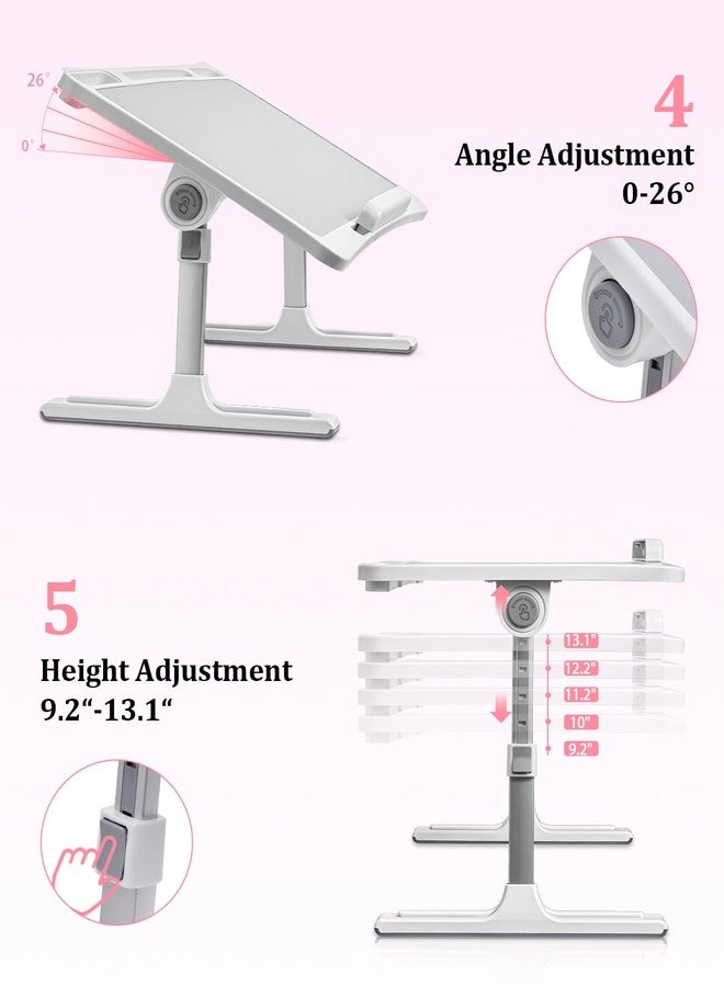 bifine Laptop Desk for Bed, Adjustable Height and Angle Lap Desks for Adults, Laptop Desk with Bookstand for Bed Couch Floor Writing Working Reading Eating Painting, White - Image 3