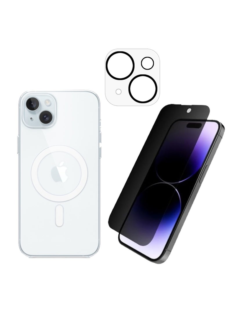 DUSALA 3 Pack Full Coverage iPhone 15 Plus Case 6.7 Inch With iPhone 15 Plus Camera Lens Protector And iPhone 15 Plus Privacy Screen Protector 6.7 Inch For iPhone 15 Plus Magsafe Case - Image 1