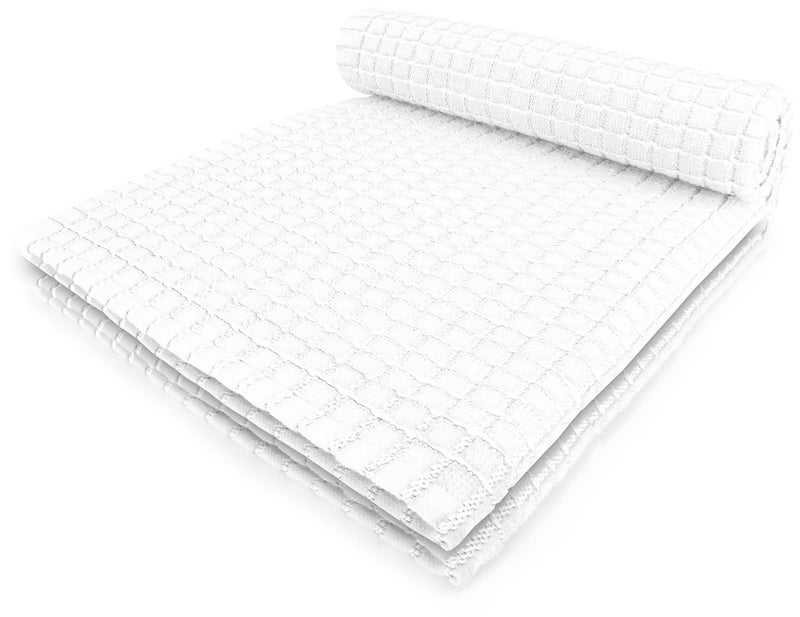 Fecido Classic Kitchen Dish Towels with Hanging Loop  Heavy Duty Absorbent Dish Clothes  European Made 100 Cotton Tea Towels  Set of Two White