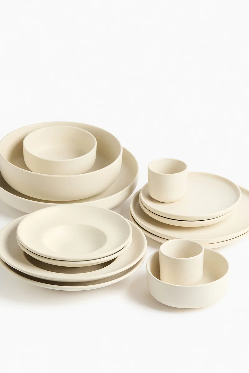 اتش اند ام طقم صحون عميقة بطلاء تفاعلي من قطعتين