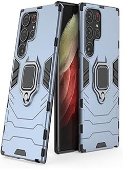 Back Case Anti-Shookprof With A Modern Streamlined Design Equipped With A Metal Ring, Compatible with Samsung Galaxy S24 Ultra 5G (Blue)