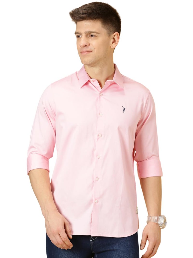 Thomas Scott Mens | Full Sleeve | Solid | Slim Fit | 100% Cotton | Spread Collar | Casual Shirts (Peach_XL) - Image 1