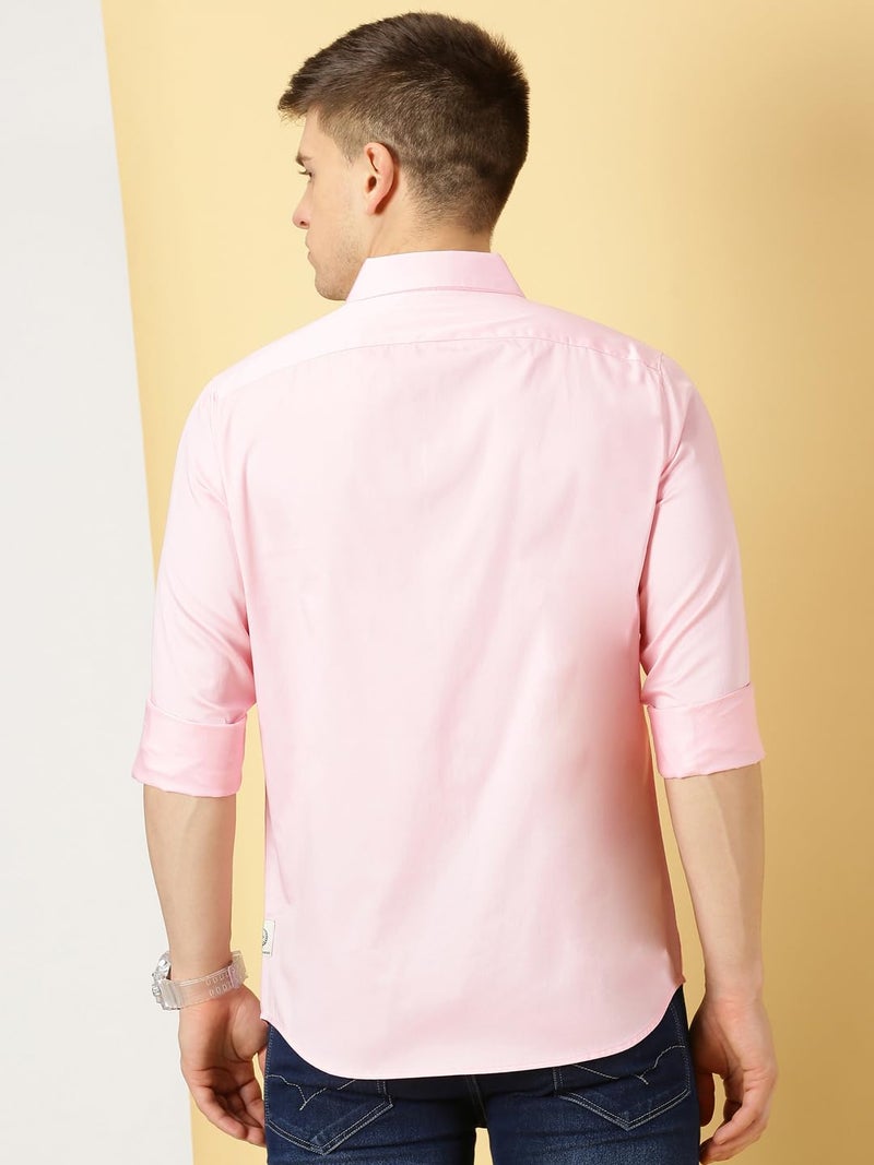 Thomas Scott Mens | Full Sleeve | Solid | Slim Fit | 100% Cotton | Spread Collar | Casual Shirts (Peach_XL) - Image 4