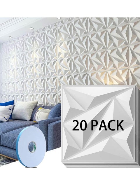 Tiokkss 20 Pack 3D Wall Panel Diamond for Interior Wall Décor, PVC ...