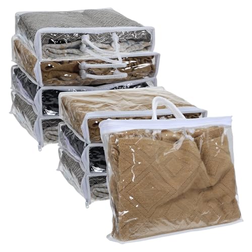 Tobeelec 8 Pcs Zippered Storage Bags Clear Sweater Storage Bag PVC Plastic Storage Bags for Blankets Clothes Closet Quilt Pillow Bed Sheet Organizer with Zipper Cube Organizer 15 x 12 x 315 Inch - Image 3