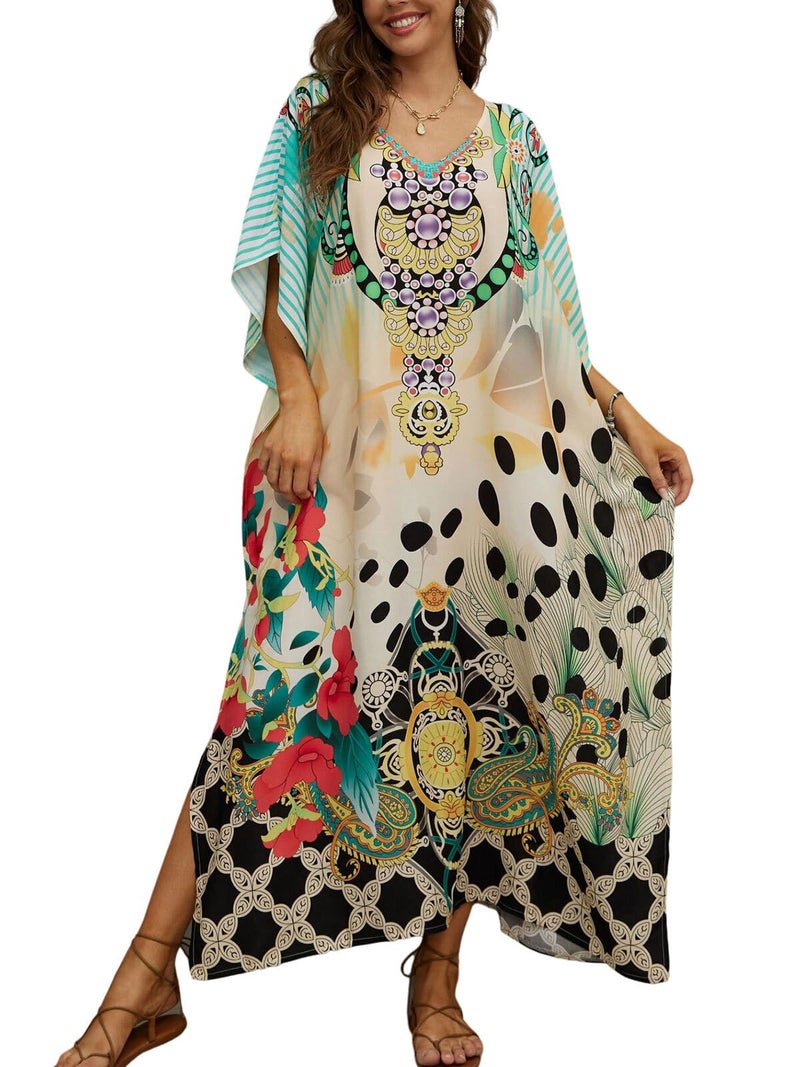 IMAGEKOPE Kaftan Dresses for Women Plus Size Bathing Suit Cover up Caftan Maxi Beach Dresses - Image 1