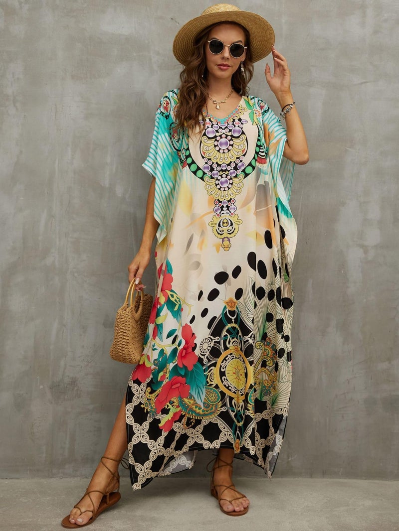 IMAGEKOPE Kaftan Dresses for Women Plus Size Bathing Suit Cover up Caftan Maxi Beach Dresses - Image 4