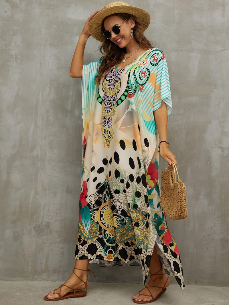 IMAGEKOPE Kaftan Dresses for Women Plus Size Bathing Suit Cover up Caftan Maxi Beach Dresses - Image 5