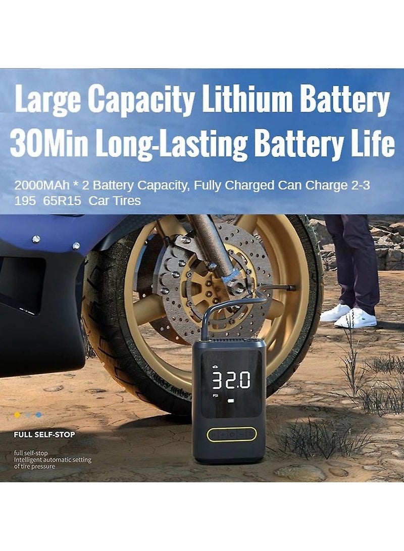 Raxoom Raxoom Car Portable Air Compressor 150PSI, Automatic Air Pump Rechargeable Battery Power Bank with Digital LCD/LED Flashlight, Electric Tire Inflator for Car/Bicycle/Moto/Ball  - Image 5