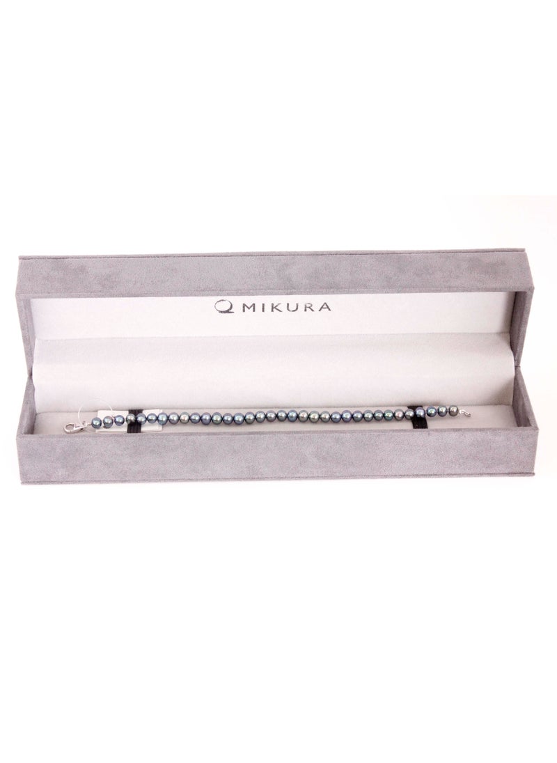 MIKURA - Bracelet 1L 19Cm, Freshwater Pearls, A Quality, Treated Black Color, 5.5-5.0MM, 18KW - Image 1