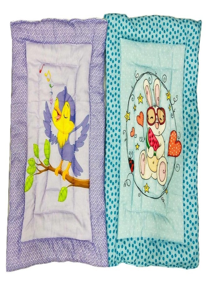 RUMPES New Born Baby Godadi Set Soft Cotton Baby godi | Godari | Baby Bedding Sheet | Crib Sheet | Cartoon Mats Baby Bed (Pack of 2) (Purple,Blue) - Image 1
