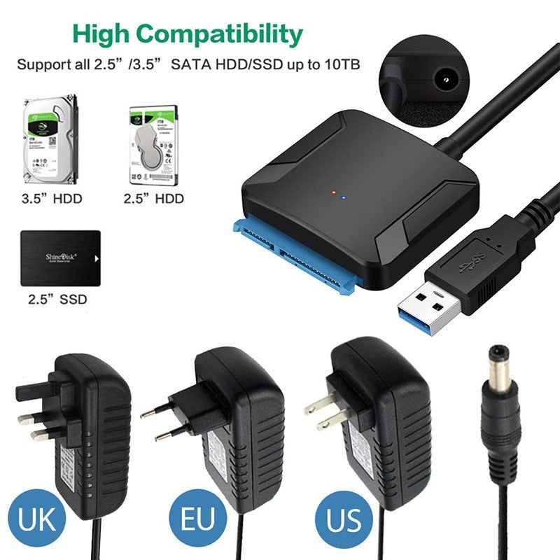 Universal USB 3.0 to SATA Adapter Cable for 2.5/3.5 SSD/HDD Separate power supply (specification remarks)