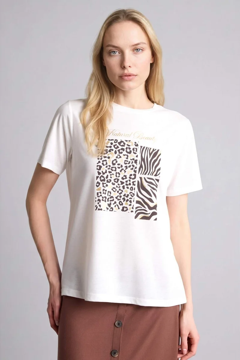 ديفاكتو Regular Fit Crew Neck Animal Short Sleeve T-Shirt