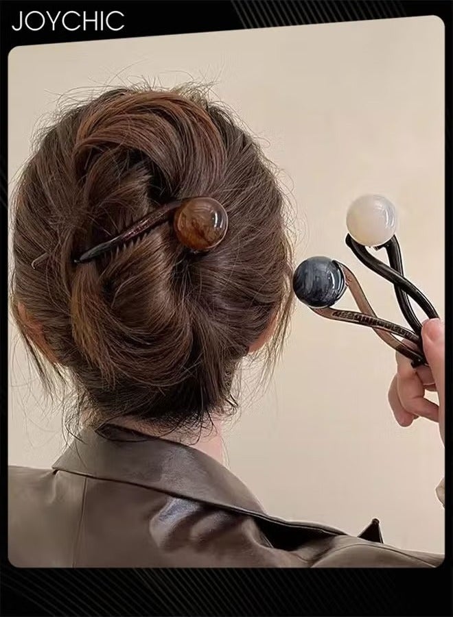 Joychic 3 Piece Women Elegant Faux Pearl Hair Clip Vintage Inspired Twist Design with Bow Accent for Sophisticated Hairstyles Durable Plastic Construction - Image 1