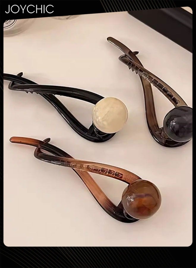 Joychic 3 Piece Women Elegant Faux Pearl Hair Clip Vintage Inspired Twist Design with Bow Accent for Sophisticated Hairstyles Durable Plastic Construction - Image 3