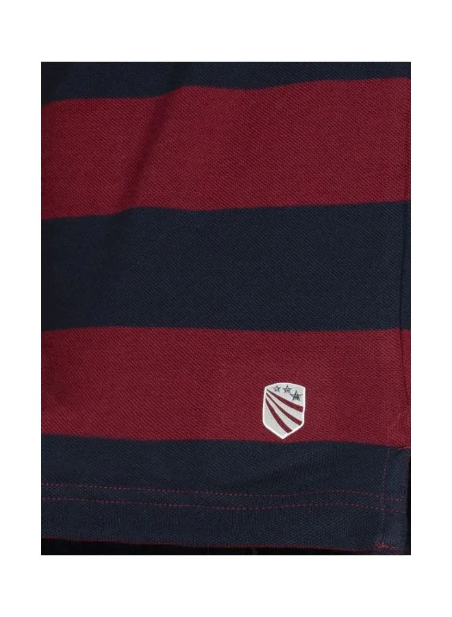 Jockey Deep Red & Navy US93 Men Super Combed Cotton Rich Striped Polo T Shirt for Men | Best Price UAE