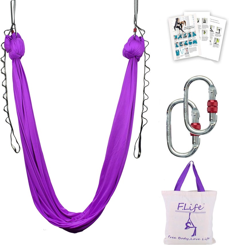 Flife Aerial Silk Yoga Hammock & Swing for yoga Inversion,Strength training,starter hardware kit - Image 1