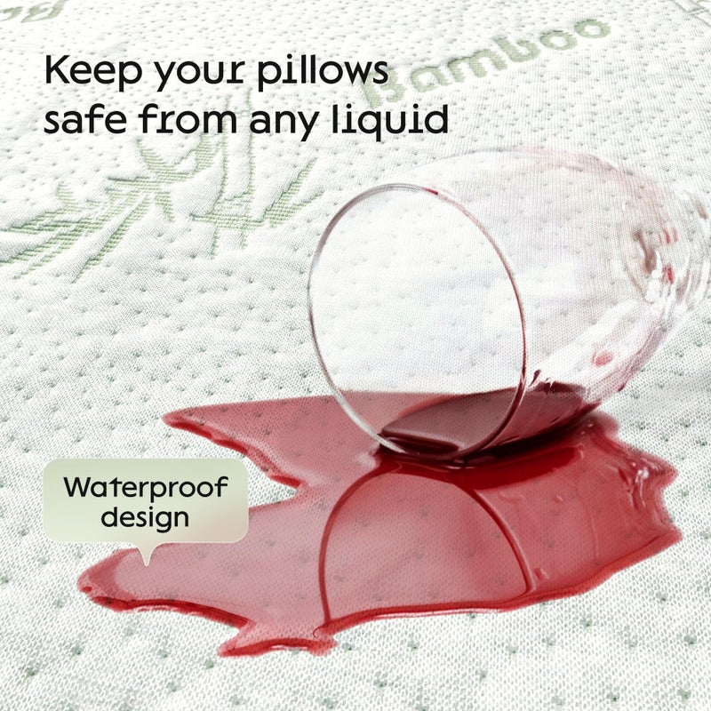 Niagara Sleep Solution 100% Waterproof Pillow Protectors Standard 20x26 Pair Zippered Pillow Case, Pillow Cover, Guaranteed Noiseless Pad, Ultra Plush Absorbent (Viscose Made from Bamboo), Green 2 Pack - Image 4