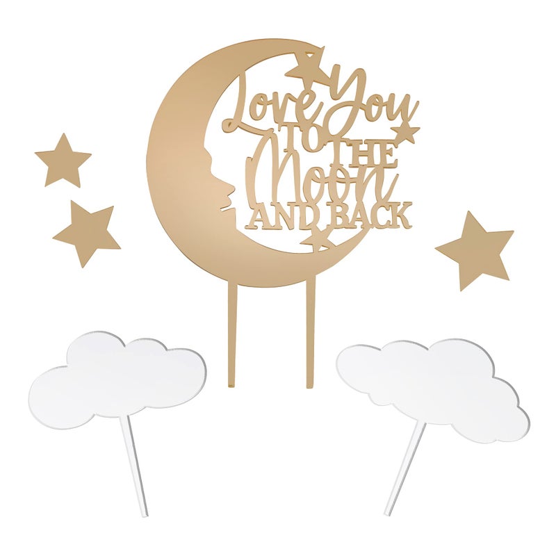 Lillian RoseLove You to The Moon and Back Baby Shower Cake Decorations and Cake Topper Gold One Size
